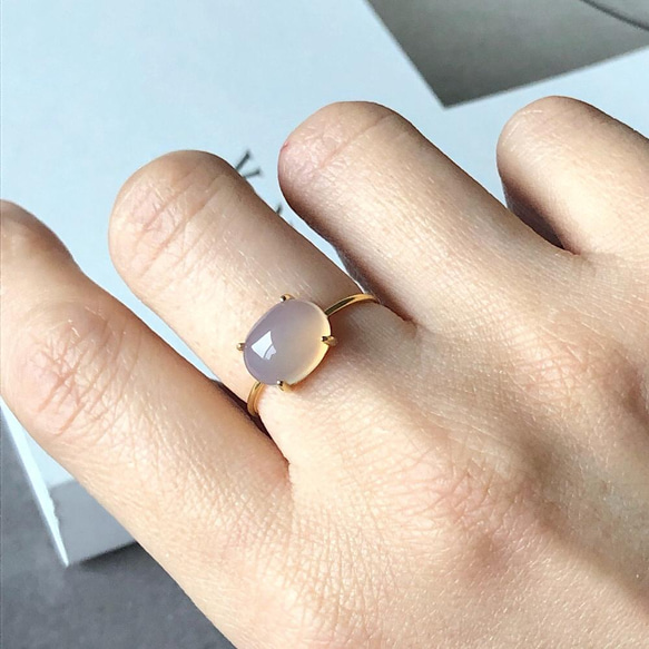 グレーオニキス AAA 10×8mm 天然石 カボション リング Cono ring