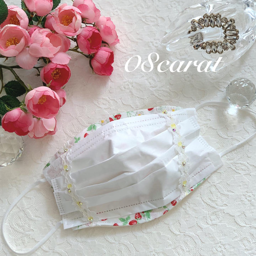 新作 2way マスク マスクカバー 春マスク いちご柄 レース  