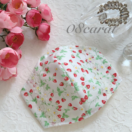 新作 2way マスク マスクカバー 春マスク いちご柄 レース  