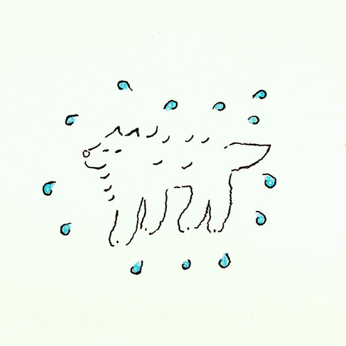 手描きイラスト「ぶるぶる」※木製額縁入り イラスト 絵と額縁