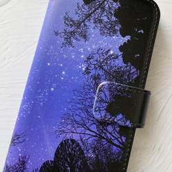 從森林仰望夜空（紫色天空）筆記本型 iPhone 手機殼 智能手機殼 兼容所有型號 iPhone14 第5張的照片