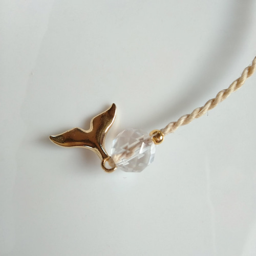 精麻*水晶*くじら尻尾◇いのちのしまお守りブレスレット 精麻*水晶*くじら尻尾◇いのちのしまお守りブレスレット