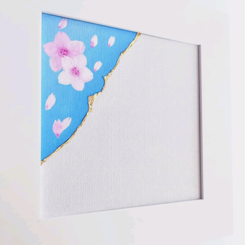 希望 -sakura-』純金箔の金継ぎアート 桜 ゴールド ブルー 空 シンプル