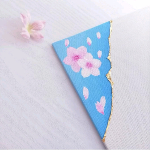 希望 -sakura-』純金箔の金継ぎアート 桜 ゴールド ブルー 空 シンプル