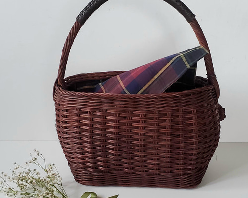 ゲンテン籐チェック柄かごバッグ ゲンテン籐チェック柄かごバッグ