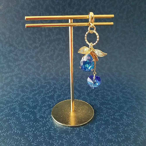 ロイヤルブルー☆クリスタルドロップのチャーム マスクアクセサリー 