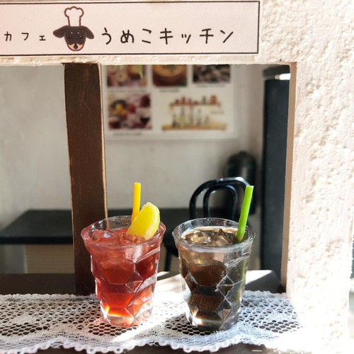 ミニチュア】ドールハウス用 2個セット 昭和レトログラス アイス