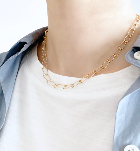 ハンドメイドチェーンのネックレス / ブレスレット 【しずく】14kgf