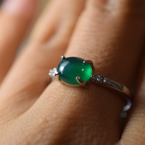 A45-1 特売 天然 クリソプレーズ 緑玉髄 銅 金メッキ リング 指輪 母の