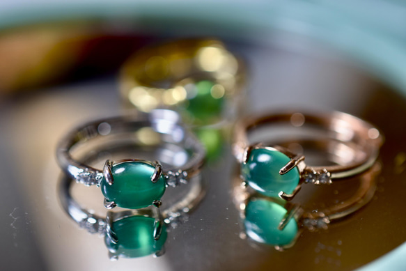 A45-1 特売 天然 クリソプレーズ 緑玉髄 銅 金メッキ リング 指輪 母の