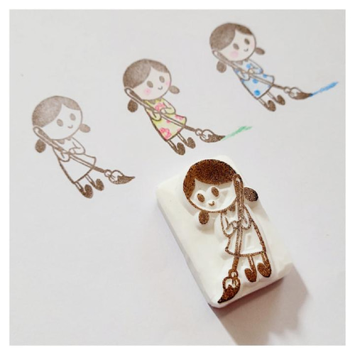 消しゴムはんこ。女子はんこ 女の子ガール消しゴムはんこ送料無料おまけつきの通販 by ピーチshop