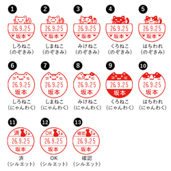 ねこのイラスト入り日付回転印 ねこなかま シャチハタ キャップレスタイプ 日付印 2枚目の画像