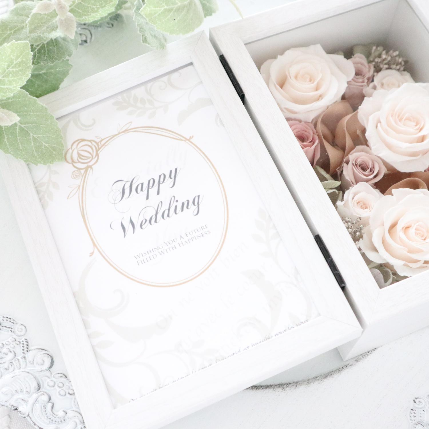 【送料無料】メッセージカード付｜シャンパンホワイトの上品なフォトフレーム｜記念日・結婚祝い・退職祝い　pre.056