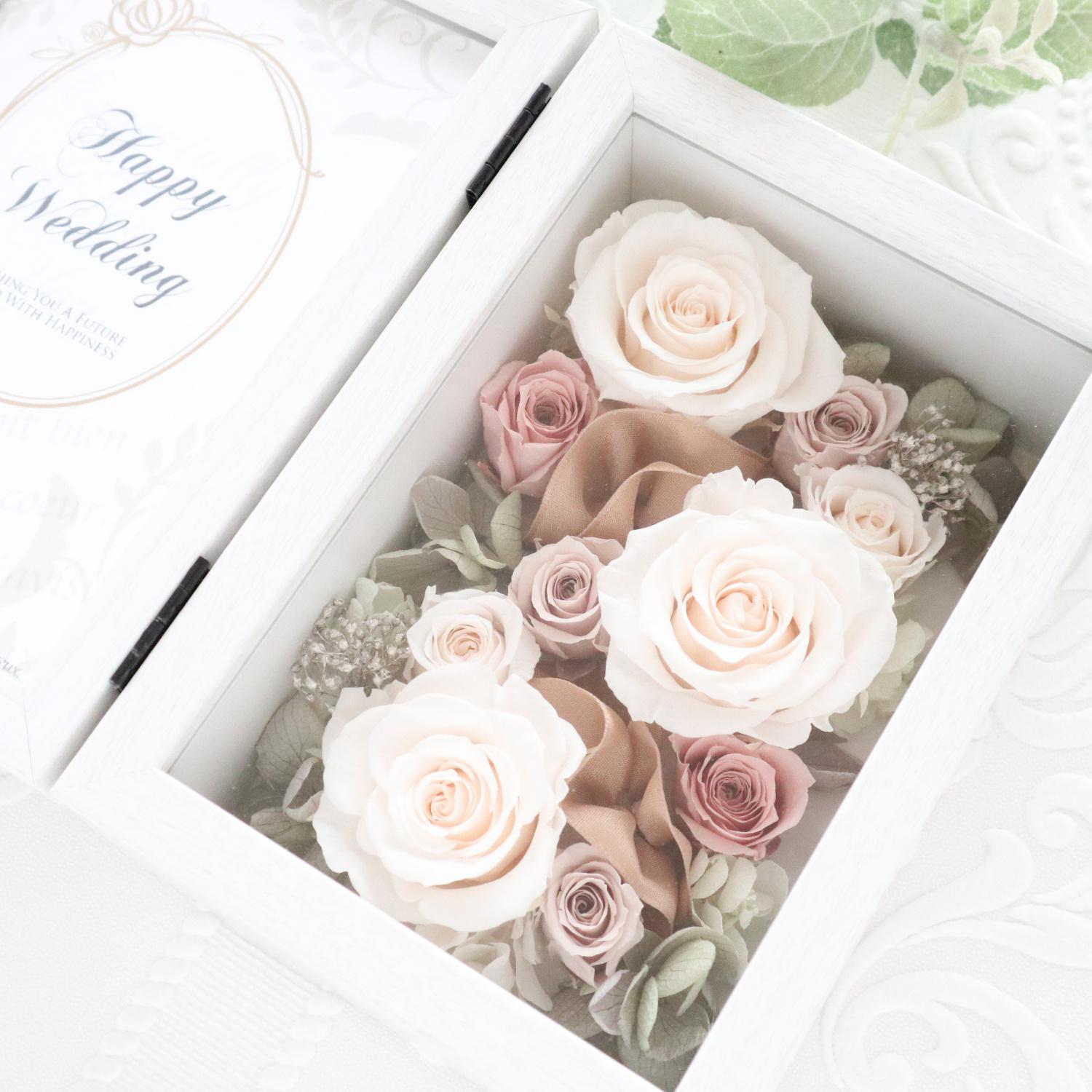 【送料無料】メッセージカード付｜シャンパンホワイトの上品なフォトフレーム｜記念日・結婚祝い・退職祝い　pre.056