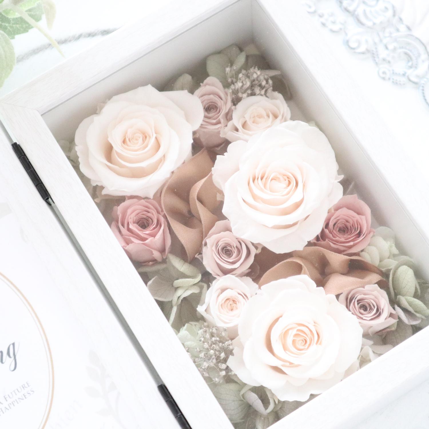 【送料無料】メッセージカード付｜シャンパンホワイトの上品なフォトフレーム｜記念日・結婚祝い・退職祝い　pre.056