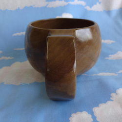　朴の木の丸っこい一木彫りコーヒーカップ 7枚目の画像
