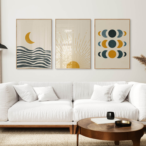 アートポスター 北欧風 シンプルモダン 月 太陽 幾何学 おしゃれ