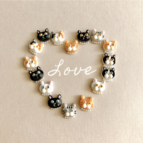 受注制作】いつも一緒に‍ฅ^•ω•^ฅ にゃんこ ピアス／イヤリング 猫 ねこ 