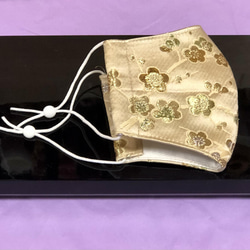高級西陣織金襴マスク　黄梅　立体縫製　抗菌防臭生地 6枚目の画像