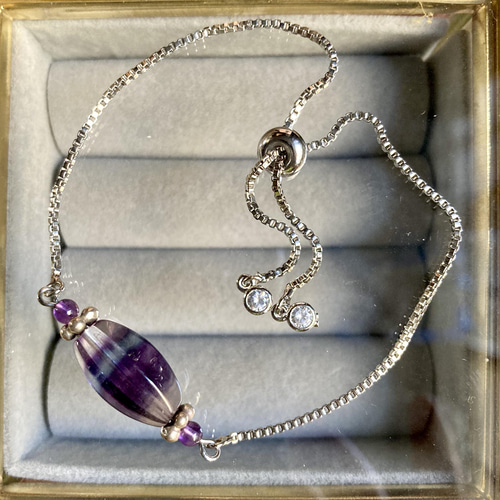 Creema限定】マルチカラーフローライトとアメジストのチェーン  