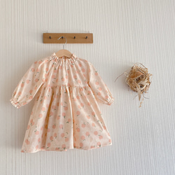 半袖・長袖　150cm対応　すっぽりかぶれる桃のワンピース　子供服 7枚目の画像