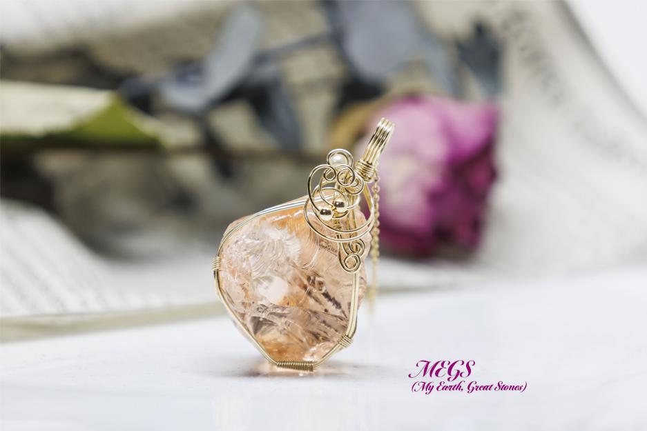 【14KGF】アンダラクリスタル デザートローズ ～Beloved ワイヤーアートペンダントトップ【新月制作】