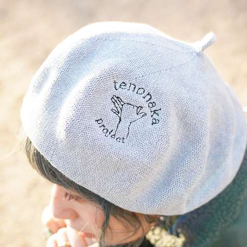 刺繍付き青コットンベレー帽 割引 コットンレーシーベレー帽 ⁄ ベレー