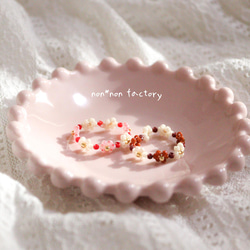 ビーズリング ✧ バレンタイン chocolate ✧ 小さなお花のぷちリング (指輪) 3枚目の画像
