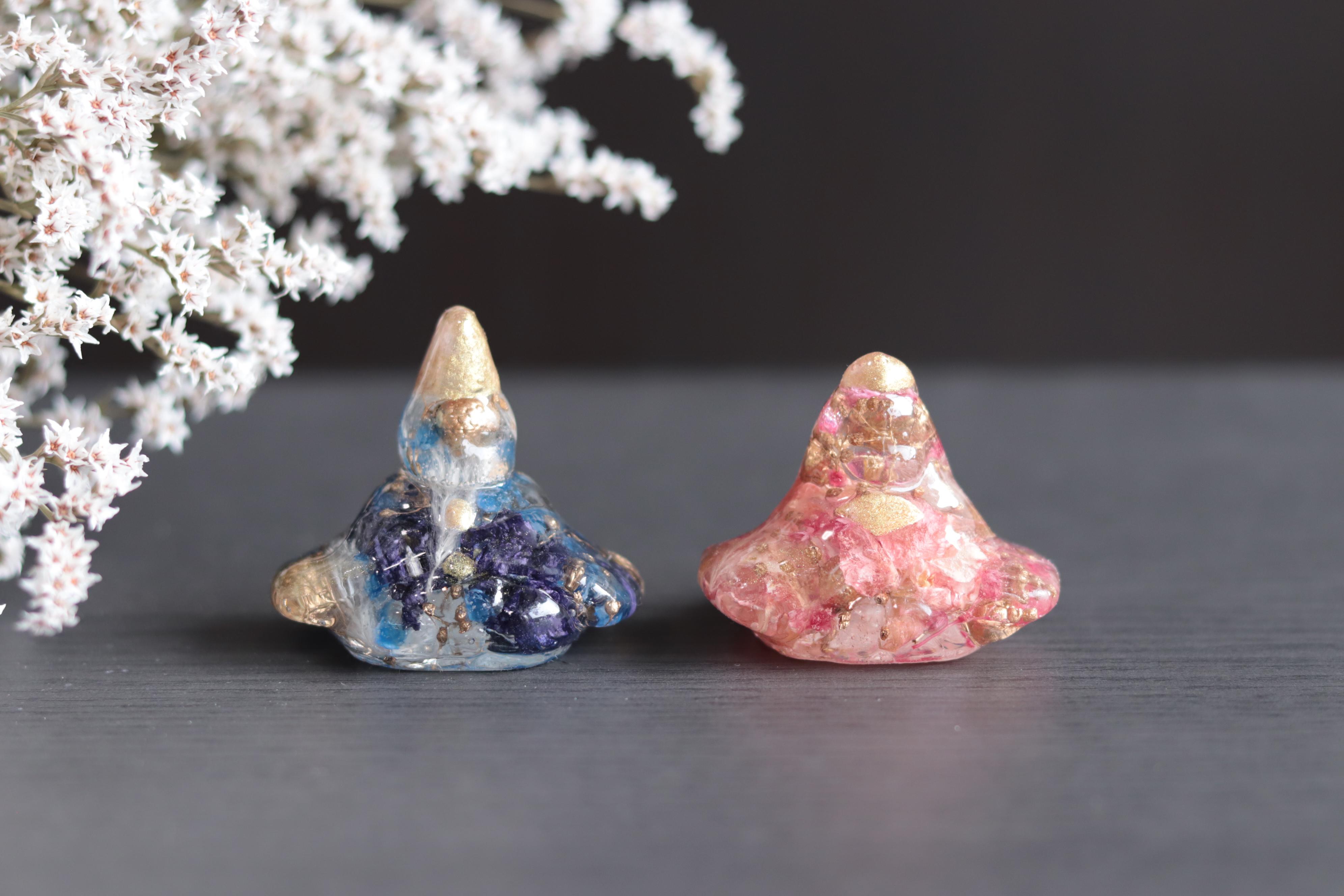 【creema限定・受注製作品】「小花を閉じこめて」固まるハーバリウムひな人形＊プリザーブド&ドライフラワー