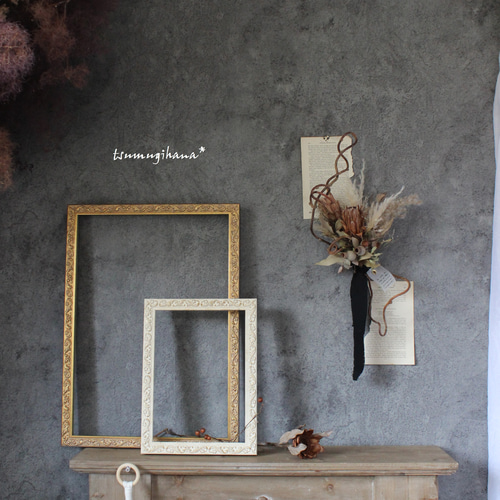 peindre]swag プロテアとキウイつるのスワッグ ドライフラワースワッグ