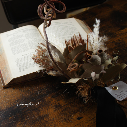 創作スワッグ　プロテア＆キュウイツル 創作スワッグ プロテア＆キュウイツル プロテアとキウイつるのスワッグ