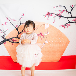 桃の花マット 扇のオルゴール ひな祭りタペストリー 雛飾り 背景布