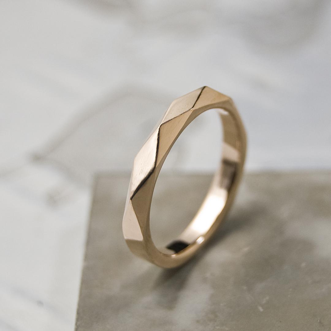 鏡面 K10PGピンクゴールドファセットリング 2.8mm幅 グロス｜K10PG RING｜665 62,920円