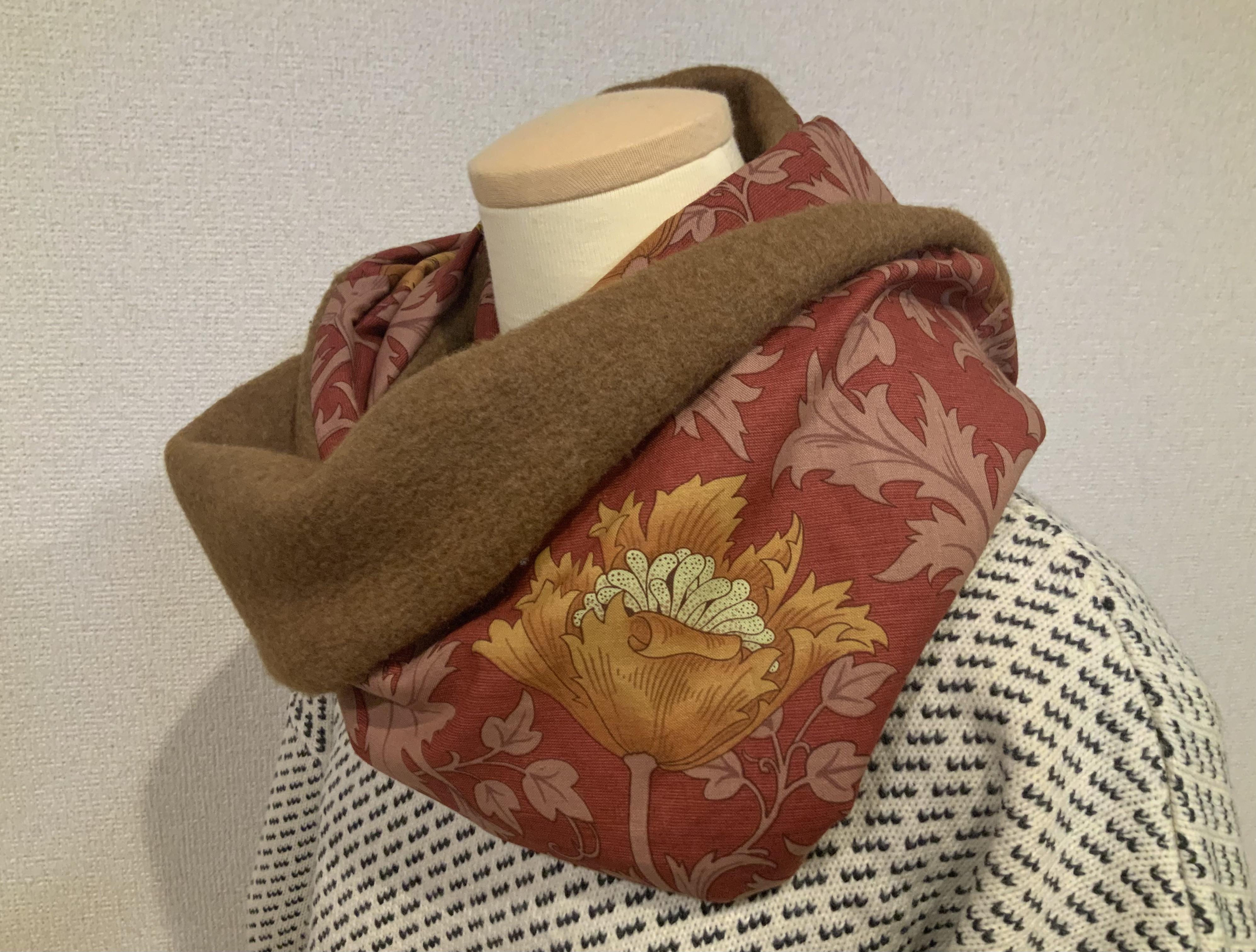 スヌード(ウイリアムモリス  アネモネ　オレンジ／レッド)