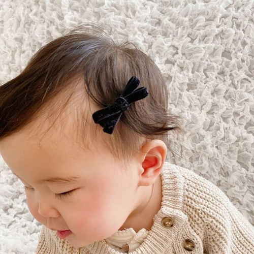 ꫛꫀꪝ【ミンクファー付きベルベット②】ベビーヘアクリップ キッズ