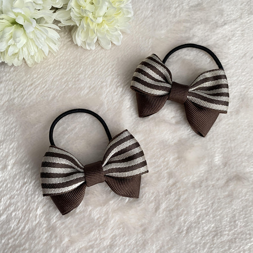 リボン　ヘアゴム♡riana ribbon♡ストライプ×フラワー♡ハンドメイド リボンヘアゴム♡riana ribbon♡ストライプ×フラワー♡ハンドメイド