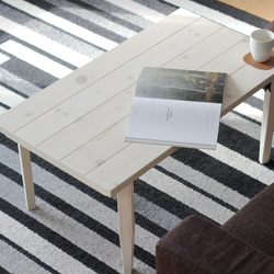 高さ調整無料　木脚の折りたたみ　カフェローテーブル　無垢材使用　ホワイトカラー　90cm×50cm 1枚目の画像