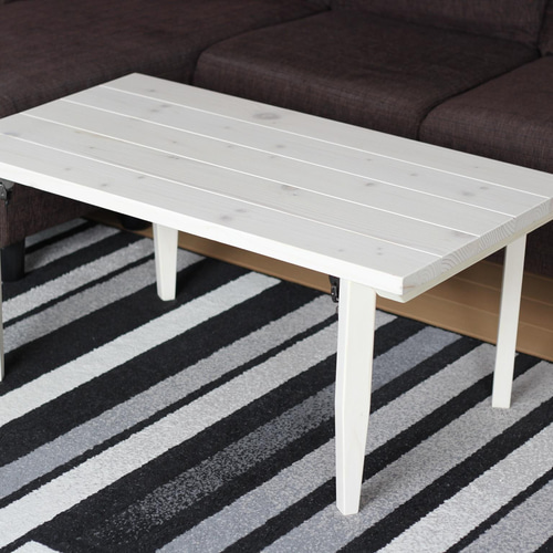 高さ調整無料 木脚の折りたたみ カフェローテーブル 無垢材使用