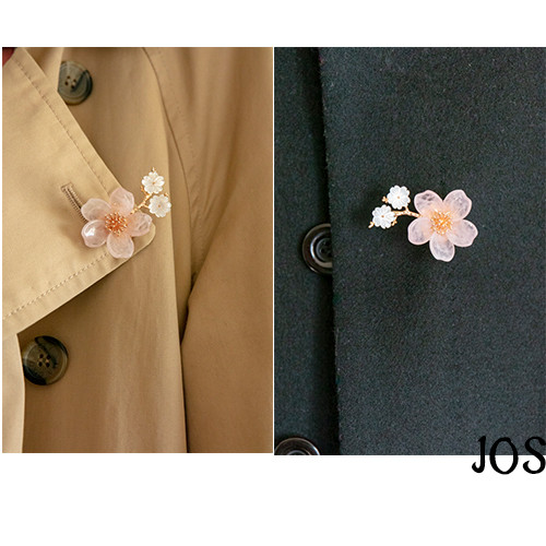 2WAY ブローチ＆帯留め 天然石ローズクォーツの桜 白蝶貝シェル