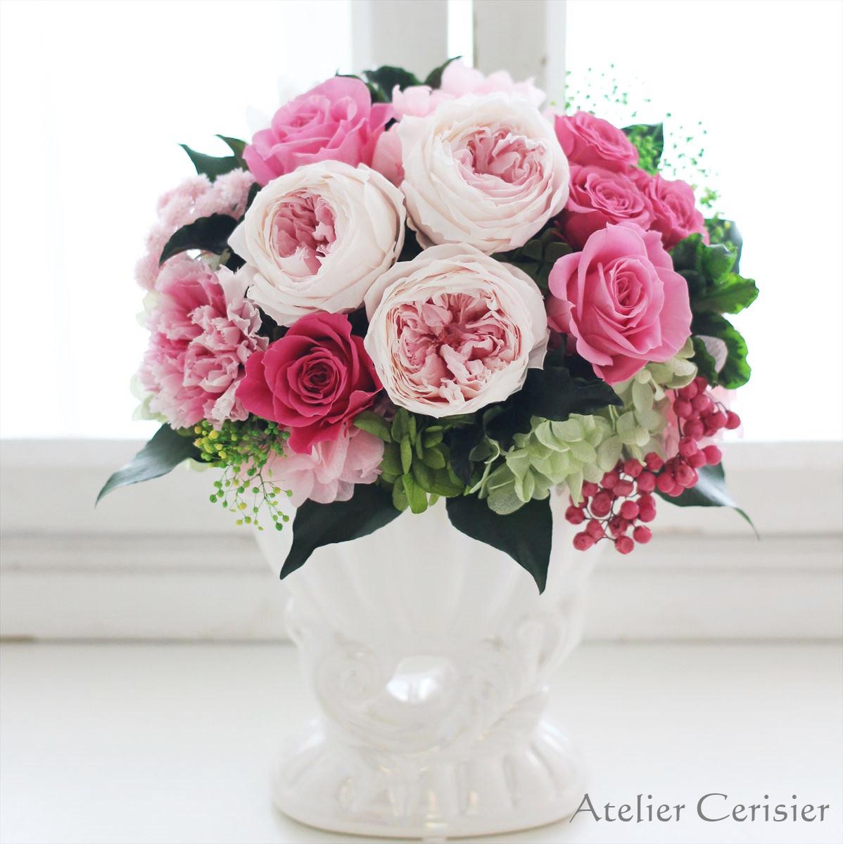 プリザーブドフラワー＜フェリシー＞ピンクローズ ピンクシャンパン バラ【お祝い】Creema限定