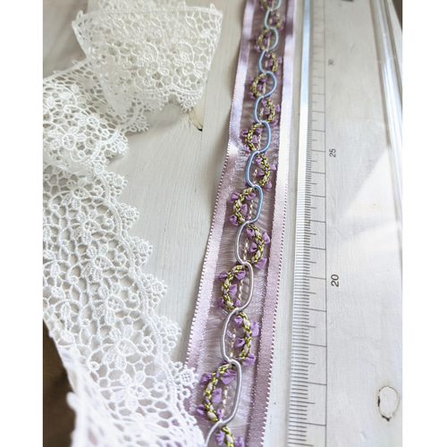 リボン刺繍テープ 木馬その他 最後1点‼ 木馬 刺繍リボン 40cm ＊2022春夏入荷＊ MOKUBA レース