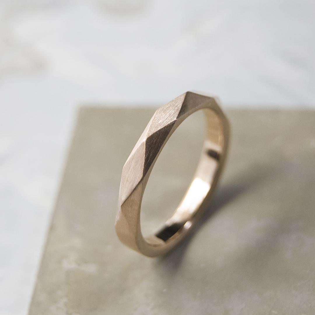 つや消し K10PGピンクゴールドファセットリング 2.8mm幅 マット｜K10PG RING｜666