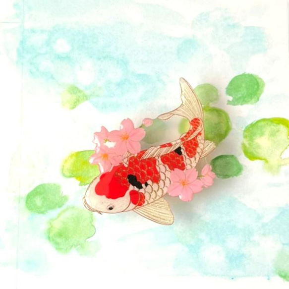 鯉と桜＊帯留め 3枚目の画像