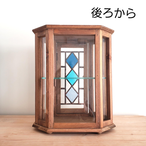 ステンドグラス アンティーク調ガラス窓つき 木製ミニ
