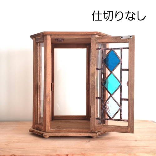 ステンドグラス アンティーク調ガラス窓つき 木製ミニ