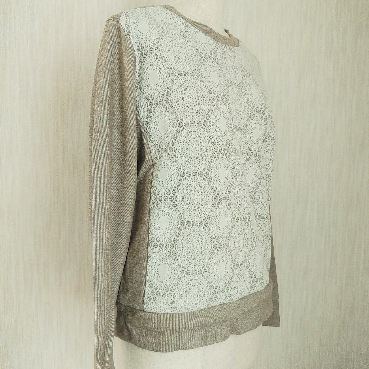 フロントパネルプルオーバーLL/杢ブラウン×レース