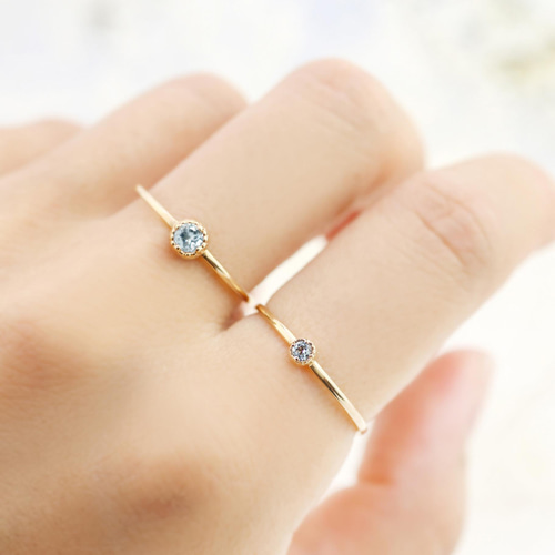 選べる天然石】引っかかりのない覆輪ベゼルリング(3mm石)0.1ct 選べる天然石】引っかかりのない覆輪ベゼルリング(3mm石)0.1ct