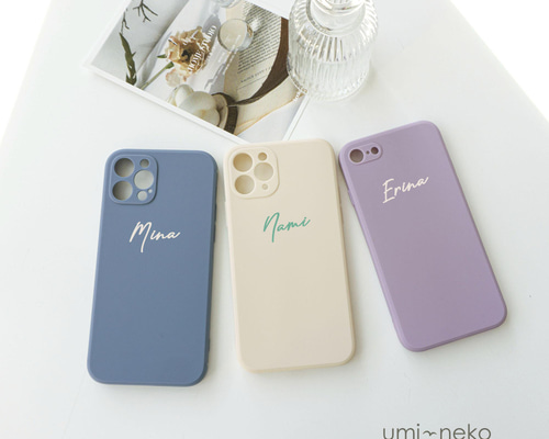 iPhone限定 スマホケース ソフトTPUケース 【 パステル5カラー 名入れ