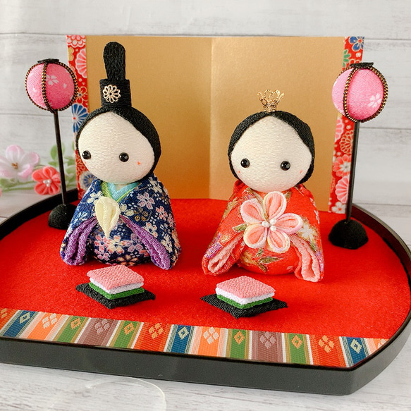 暮らしに便利なアイテム うさぎのつるし雛 つまみ細工 お雛様 赤（つまみ細工 雛人形 雛人形・ひな祭り