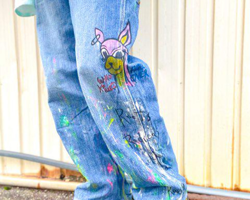 STITCHSHOW】ハンドペイントデニムパンツ